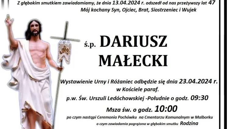 Zmarł Dariusz Małecki. Żył 47 lat.