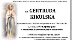 Zmarła Gertruda Kikulska. Miała 91 lat.