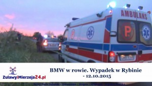 BMW w rowie. Wypadek w Rybinie - 12.10.2015