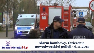 Nowy Dwór Gdański. Alarm bombowy. Ćwiczenia bojowe nowodworskiej policji - 6.11.2015