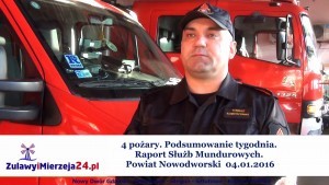 4 pożary. 2 interwencje domowe. Podsumowanie tygodnia.  Raport Służb Mundurowych. Powiat Nowodworski – 04.01.2016