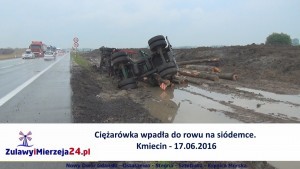 Kmiecin. Ciężarówka wpadła do rowu na siódemce – 17.06.2016