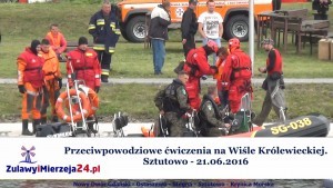 Przeciwpowodziowe ćwiczenia na Wiśle Królewieckiej. Sztutowo - 21.06.2016