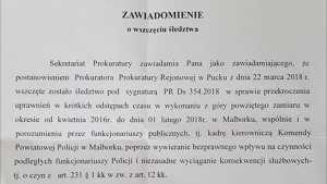 Prokuratura wszczęła śledztwo po oskarżeniach o mobbing w malborskiej policji 