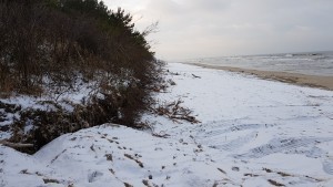 Potężny sztorm zniszczył plaże i wydmy. 