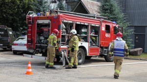 Malbork. Ćwiczenia ratowniczo-gaśnicze strażaków z powiatu malborskiego.