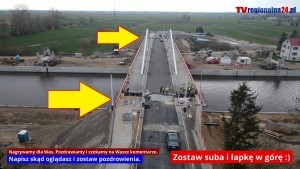 Nowakowo. Prace wykończeniowe przy przyczółkach Mostu obrotowego. II Etap Przekopu Mierzei Wiślanej -  Budowa drogi wodnej na rzece Elbląg 14.04.2023 zobacz nagranie z drona w 4K