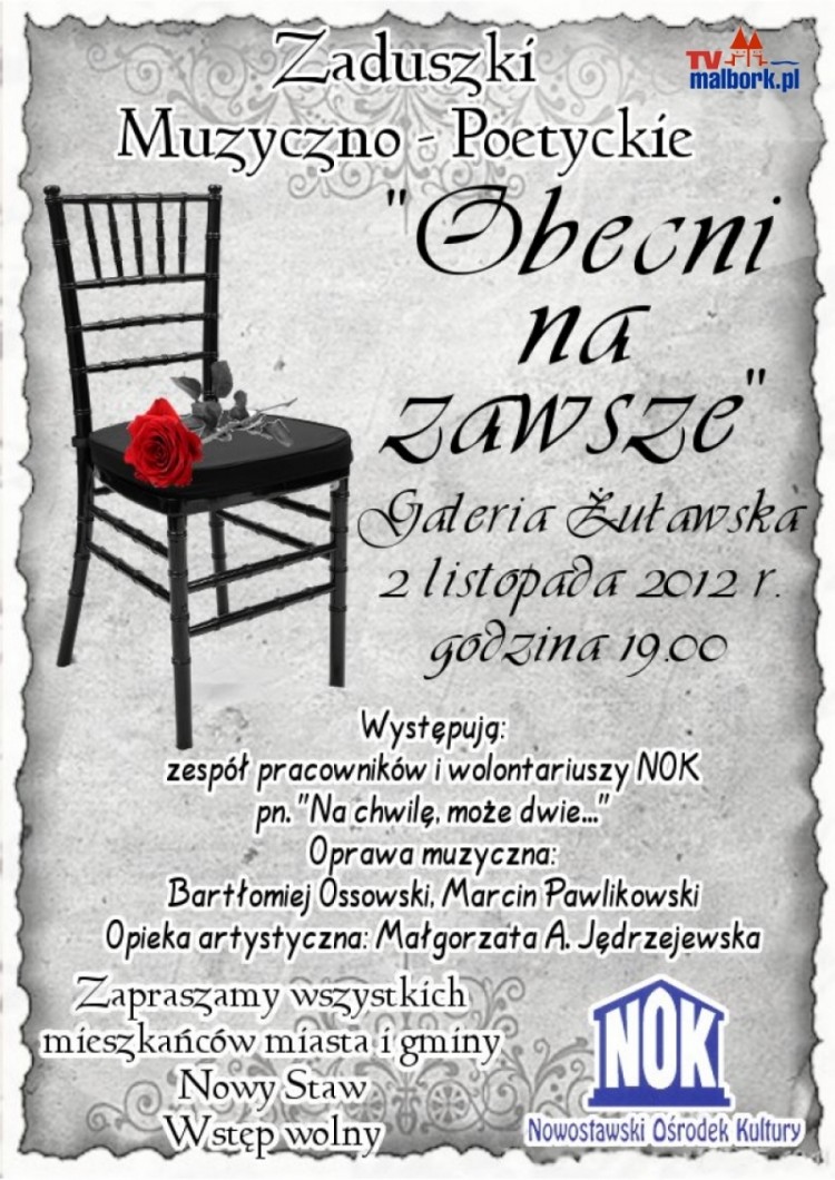 Zaduszki muzyczno - poetyckie w Nowym Stawie  - 2.11.2012