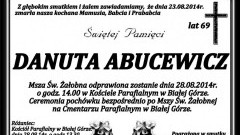 ZMARŁA DANUTA ABUCEWICZ. ŻYŁA 69 LAT.