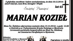 ZMARŁ MARIAN KOZIEŁ. ŻYŁ 65 LAT