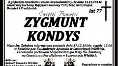 ZMARŁ ZYGMUNT KONDYS. ŻYŁ 77 LAT.