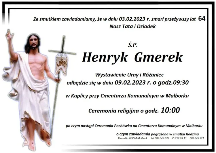 Zmarł Henryk Gmerek. Miał 64 lata.