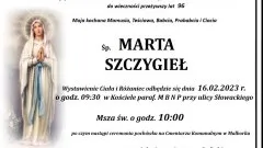 Zmarła Marta Szczygieł. Miała 96 lat.