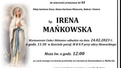 Zmarła Irena Mańkowska. Miała 63 lata.