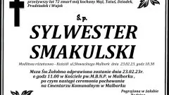Zmarł Sylwester Smakulski. Miał 72 lata.
