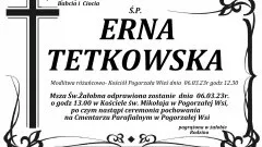 Zmarła Erna Tetkowska. Miała 86 lat.