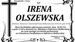 Zmarła Irena Olszewska. Miała 78 lat.