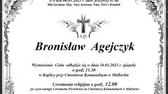 Zmarł Bronisław Agejczyk. Żył 81 lat.
