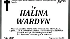 Zmarła Halina Wardyn. Miała 89 lat.