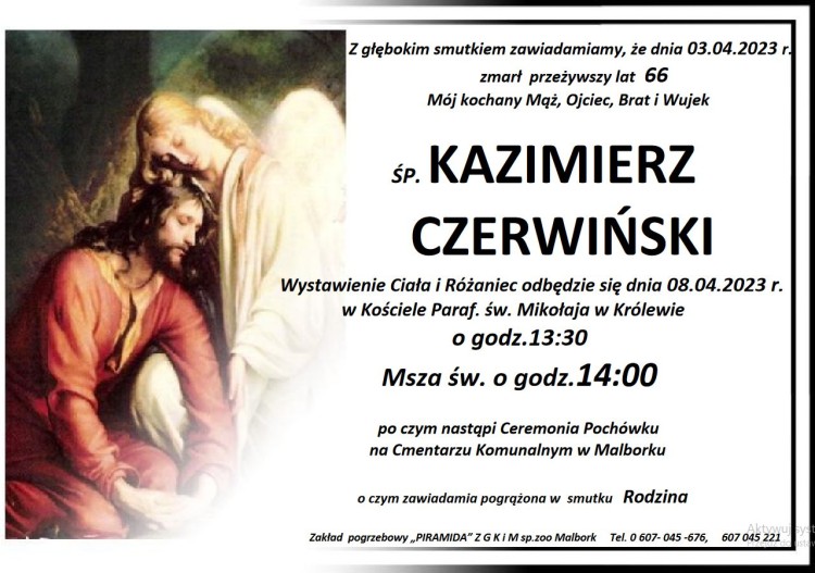 Zmarł Kazimierz Czerwiński. Żył 66 lat.