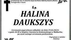 Zmarła Halina Daukszys. Miała 73 lata.