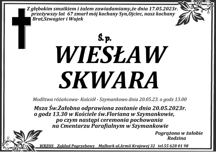 Zmarł Wiesław Skwara. Miał 67 lat.