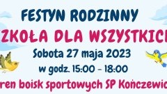 Gmina Miłoradz. SP w Kończewicach zaprasza na rodzinny festyn. Szczegóły na plakacie.