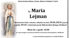 Zmarła Maria Lejman. Miała 73 lata.