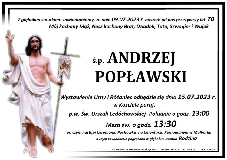 Zmarł Andrzej Popławski. Miał 70 lat.