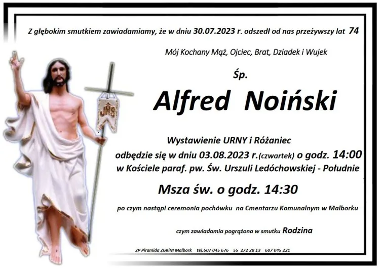 Zmarł Alfred Noiński. Żył 74 lata.