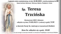 Zmarła Teresa Trzcińska. Żyła 86 lat.