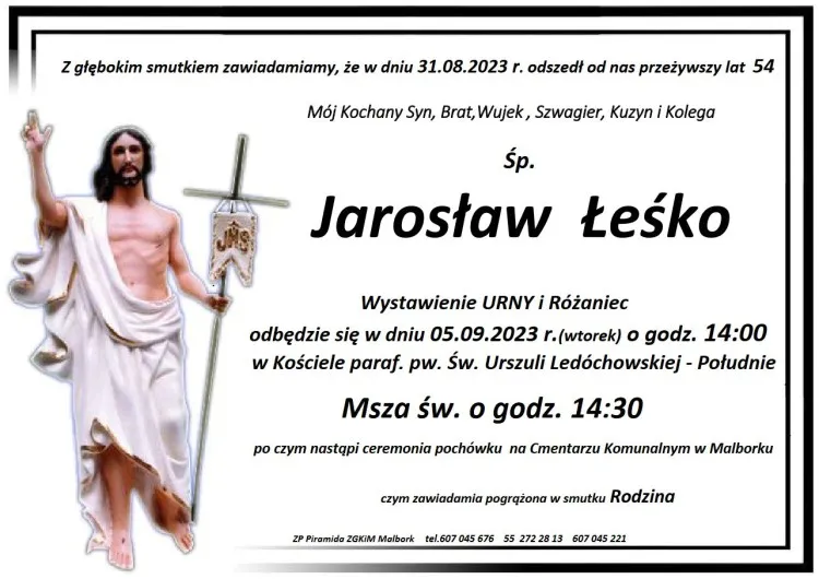 Zmarł Jarosław Łeśko. Miał 54 lata.