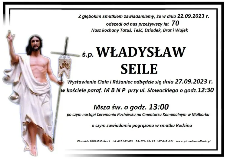 Zmarł Władysław Seile. Żył 70 lat.