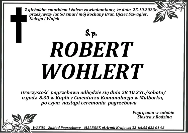 Odszedł Robert Wohlert. Żył 50 lat.