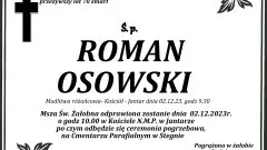 Zmarł Roman Osowski. Miał 70 lat.