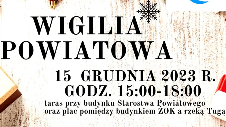 Nowy Dwór Gdański. Wigilia Powiatowa dla mieszkańców. Szczegóły na plakacie.