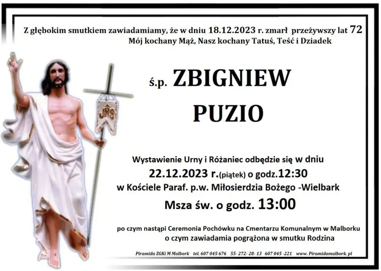 Zmarł Zbigniew Puzio. Miał 72 lata.