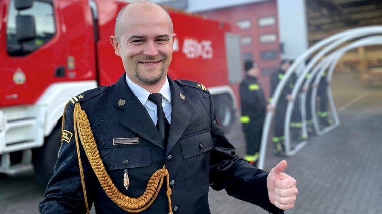 Nowy Dwór Gdański. Pożegnanie Dowódcy JRG mł. bryg. Adama Mieczkowskiego.
