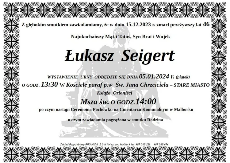 Zmarł Łukasz Seigert. Miał 46 lat.