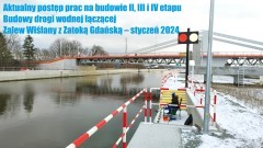 Aktualny postęp prac II, III i IV etapu Budowy drogi wodnej łączącej Zalew Wiślany z Zatoką Gdańską – styczeń 2024