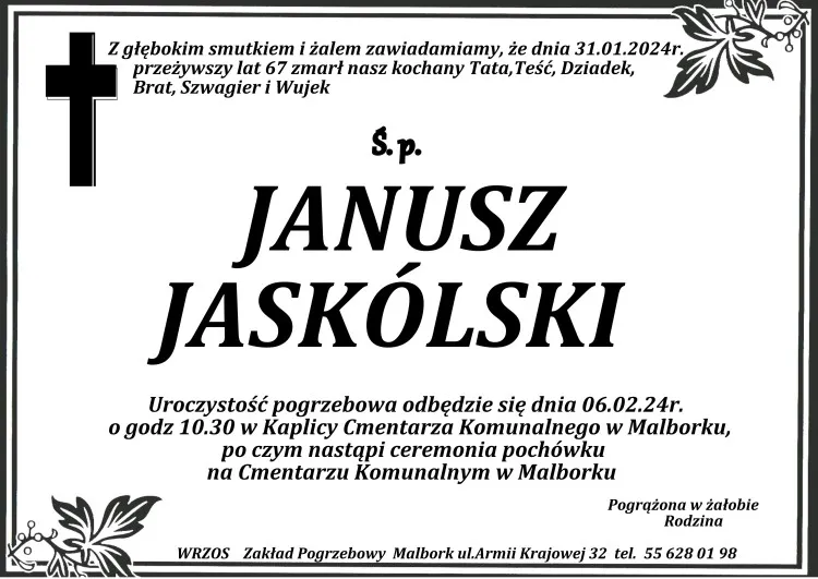 Odszedł Janusz Jaskólski. Żył 67 lat.