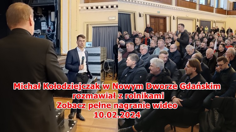 Michał Kołodziejczak w Nowym Dworze Gdańskim rozmawiał z rolnikami.…