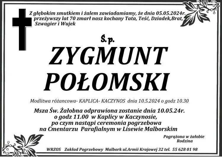 Zmarł Zygmunt Połomski. Żył 70 lat.