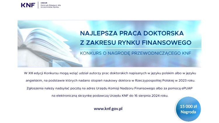 Malbork. Zgłoś swoją pracę do ogólnopolskiego Konkursu o Nagrodę Przewodniczącego KNF.