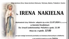 Zmarła Irena Nakielna. Miała 74 lata.