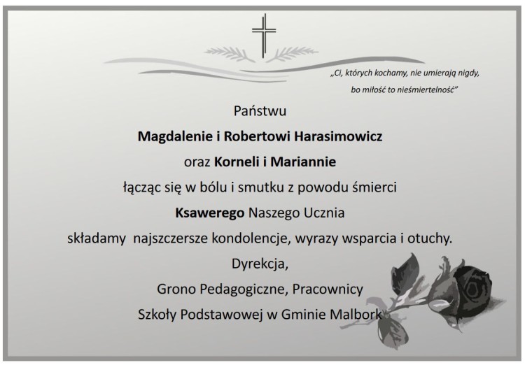 Kondolencje Dyrekcji, Grona Pedagogicznego i Pracowników Szkoły Podstawowej…