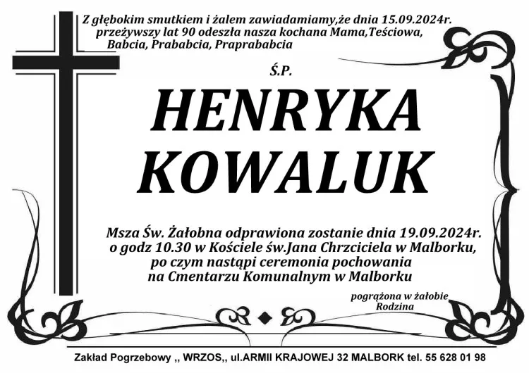 Odeszła Henryka Kowaluk. Żyła 90 lat.