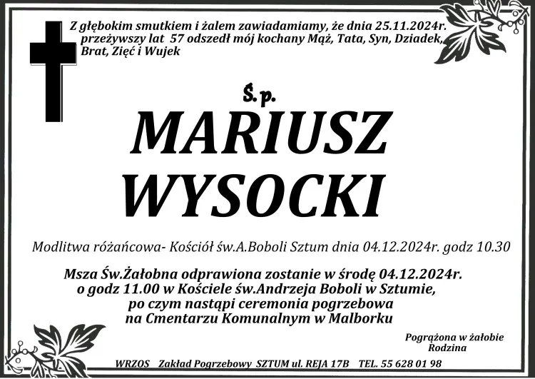 Zmarł Mariusz Wysocki. Miał 57 lat.