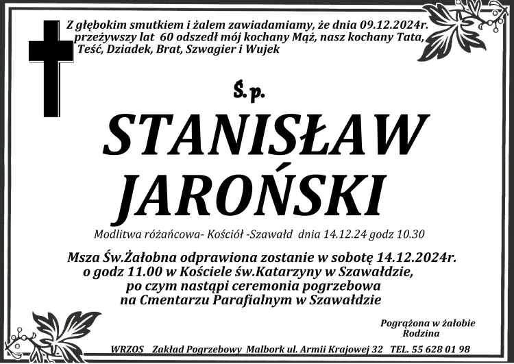 Zmarł Stanisław Jaroński. Miał 60 lat.