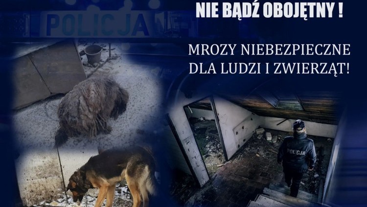 Mrozy niebezpieczne dla ludzi i zwierząt. Nie bądź obojętny - apelują policjanci.